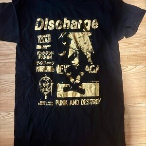 Black T-Shirt with Gold Graphic Print unisex foil handmade